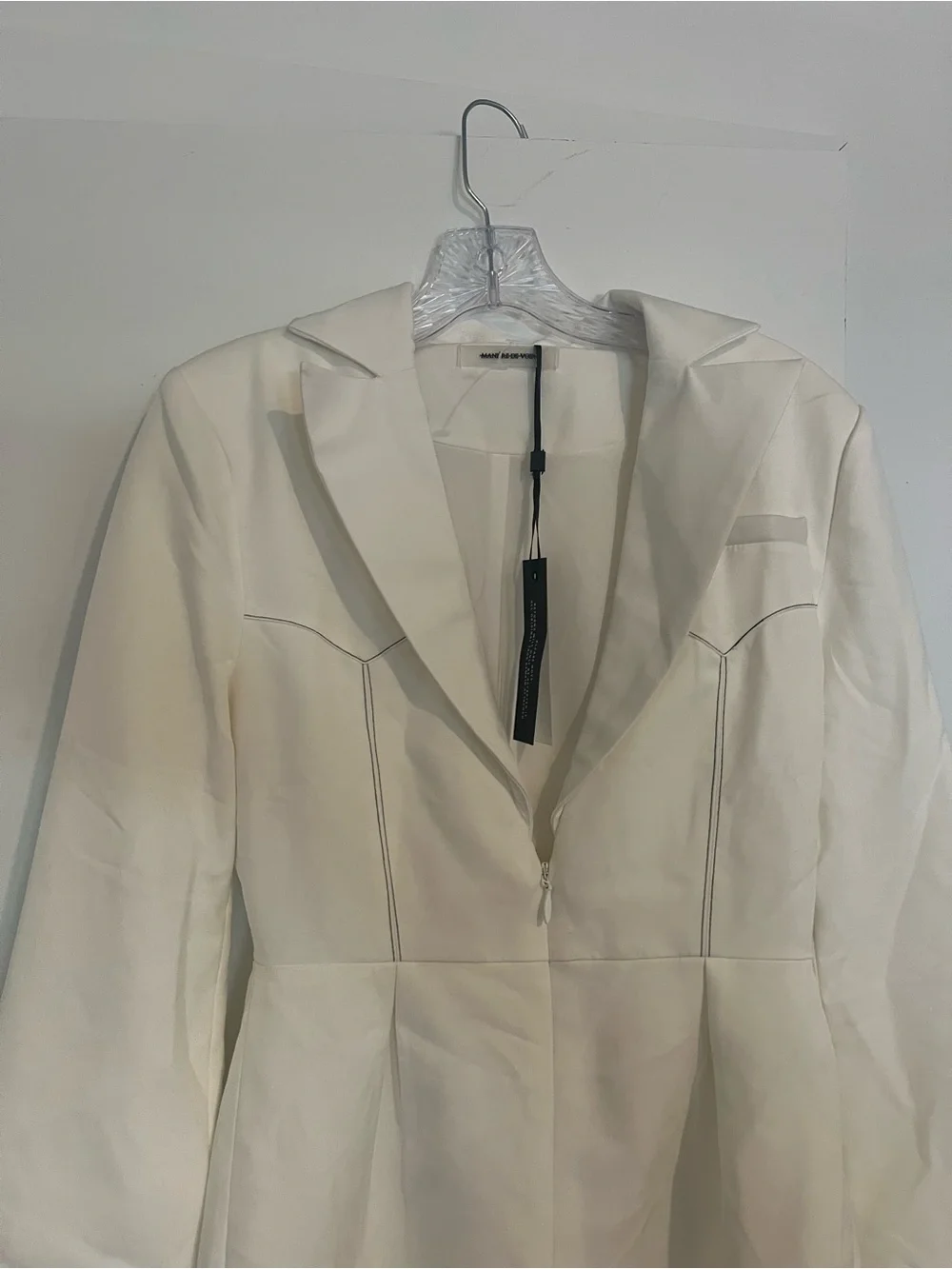 Maniere De Voir Off-White Tailored Blazer Romper